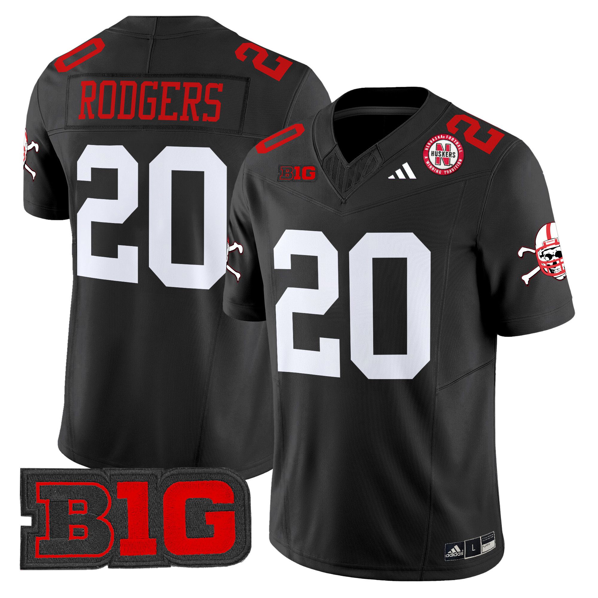 Men Nebraska Cornhuskers #20 Rodgers Black 2024 Vapor Limited NCAA Jersey style 1